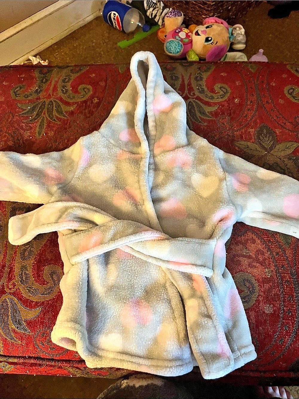 Baby Hooded Heart Print robe/housecoat